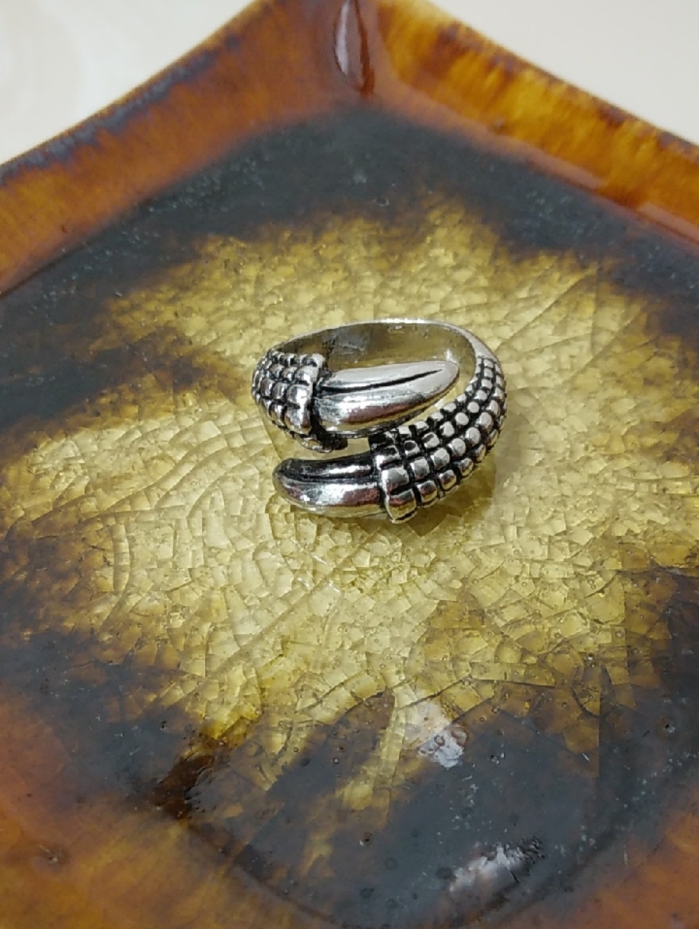 Silver Dragon Claw Ring Size 7
